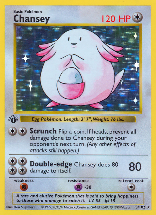 Chansey - Base Set (Unlimited) 3  (Foil) - Damaged - Foil