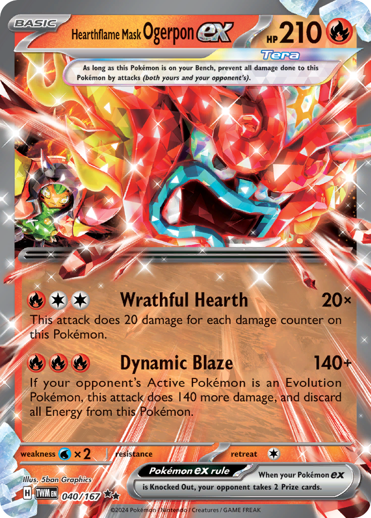 Hearthflame Mask Ogerpon ex - Twilight Masquerade 040/167  (Foil) - Near Mint