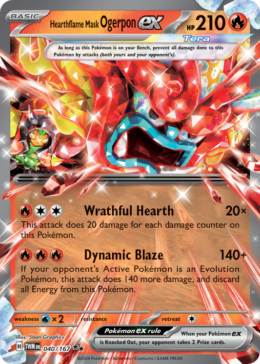 Hearthflame Mask Ogerpon ex - Twilight Masquerade 040/167  (Foil) - Near Mint