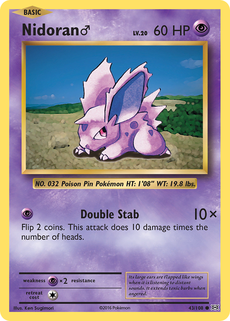 Nidoran M - Evolutions 43/108 - Near Mint