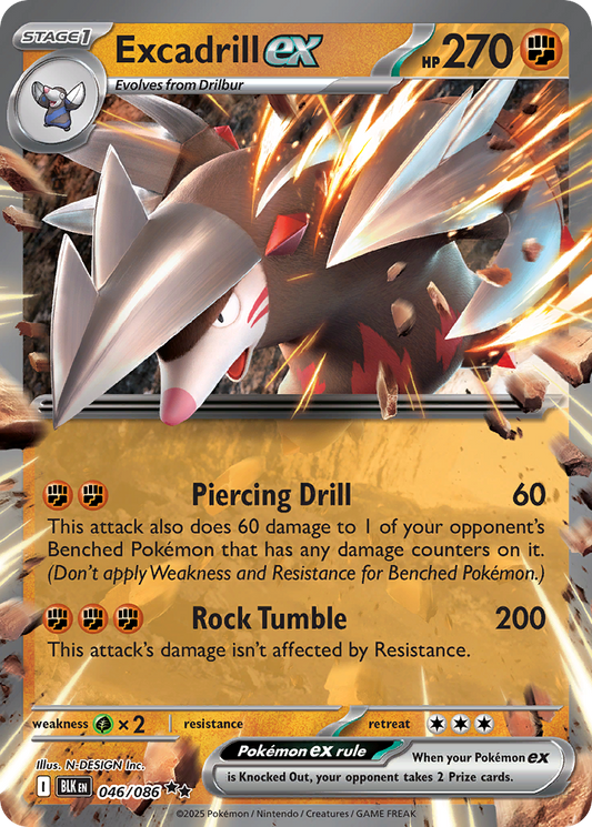 Excadrill ex - Black Bolt 046/086 (Foil) - Near Mint