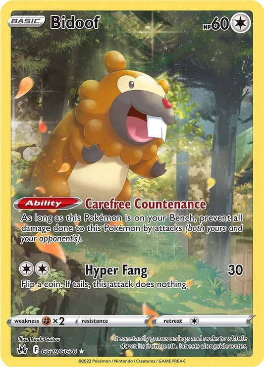 Bidoof - Crown Zenith: Galarian Gallery GG29/GG70  (Foil) - Near Mint - Ungraded