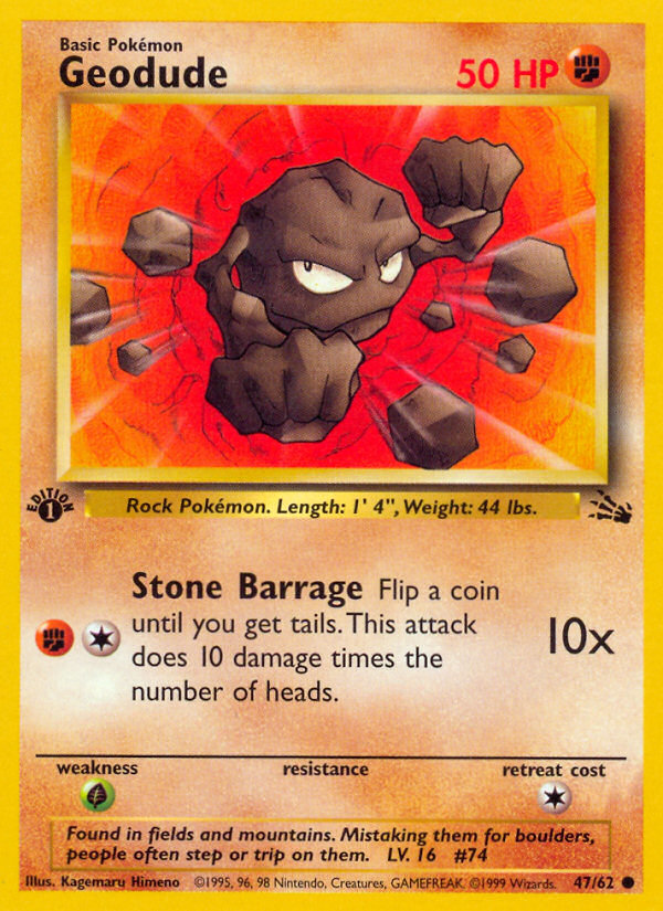 Geodude - Fossil 47 - Moderately Played