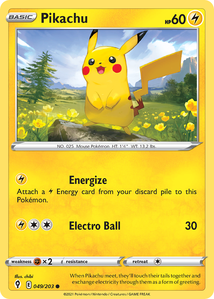 Pikachu - Evolving Skies 049/203 - Near Mint