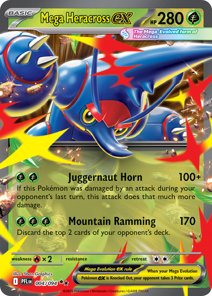 Mega Heracross ex - Phantasmal Flames 004/094 (Foil) - Near Mint