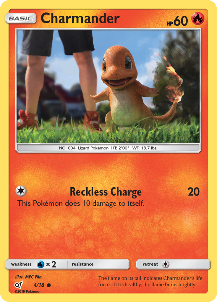 Charmander (Holo Common) - Detective Pikachu 4 (Foil) - Damaged