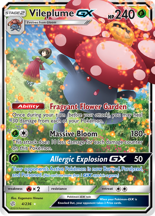 Vileplume GX - Cosmic Eclipse 4/236  (Foil) - Near Mint