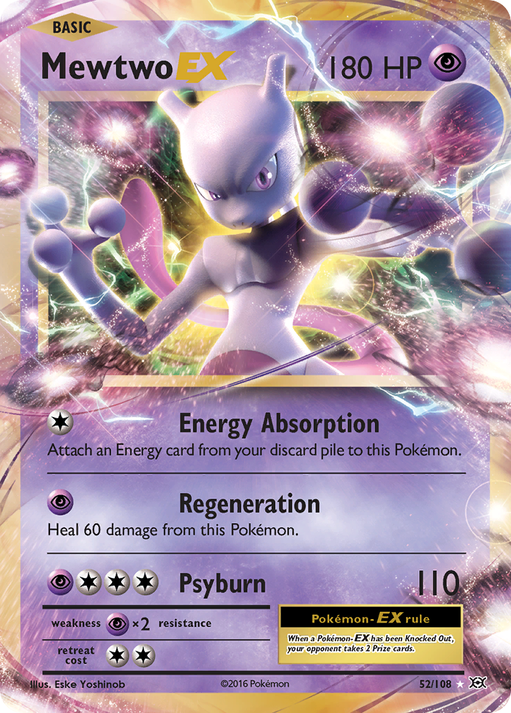 Mewtwo EX - Evolutions 52/108 (Foil) - Heavily Played