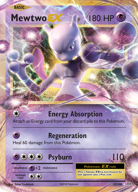 Mewtwo EX - Evolutions 52/108 (Foil) - Heavily Played