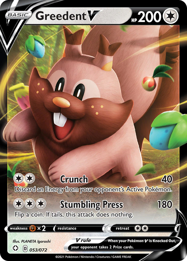 Greedent V - Shining Fates 053/072  (Foil) - Near Mint - Ungraded