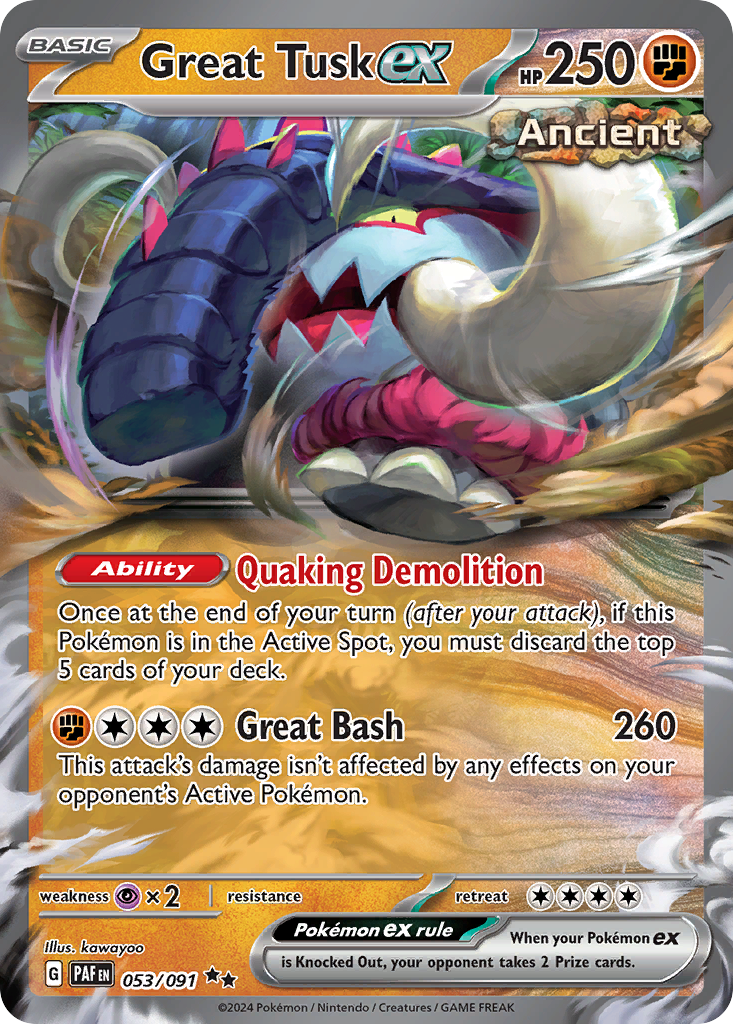 Great Tusk ex - Paldean Fates 053/091 (Foil) - Near Mint
