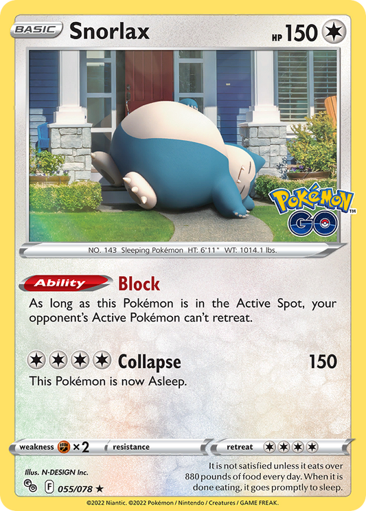 Snorlax - Pokemon Go 055/078  (Foil) - Near Mint - Ungraded