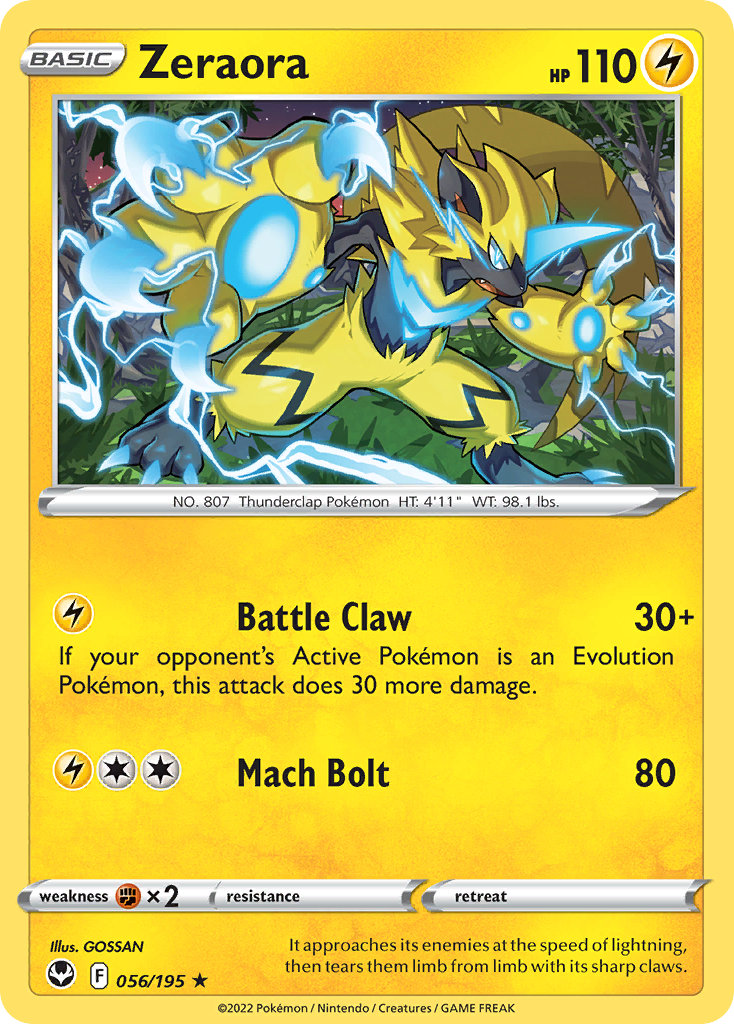 Zeraora - Silver Tempest 056/195 - Near Mint