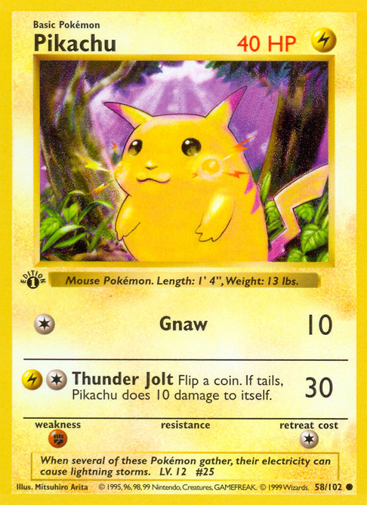 Pikachu - Base Set (Unlimited) 58  - Damaged