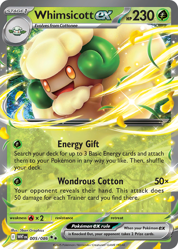 Whimsicott ex - White Flare 005/086 (Foil) - Near Mint