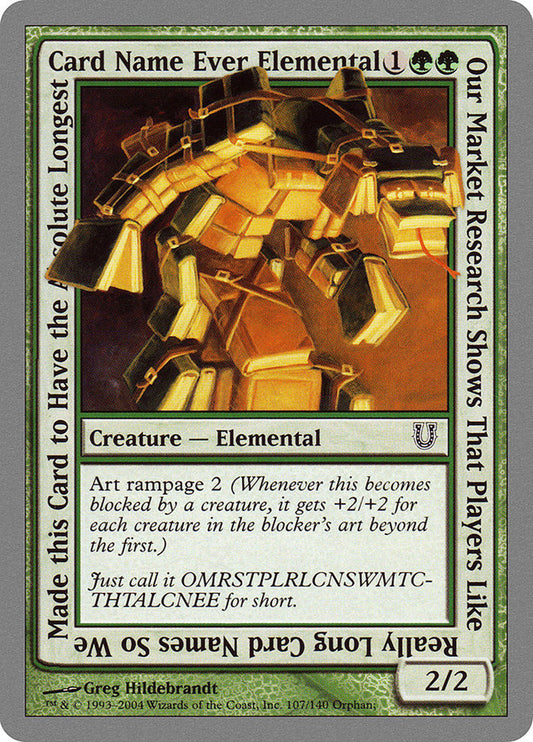 Our Market Research Shows That Players Like Really Long Card Names So We Made this Card to Have the Absolute Longest Card Name Ever Elemental - UNH 107