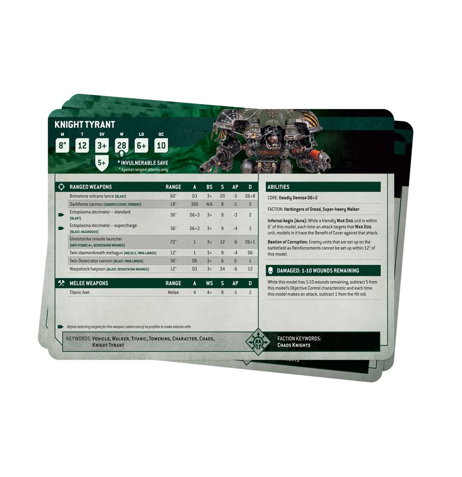 Warhammer 40k: Datasheet Cards: Chaos Knights