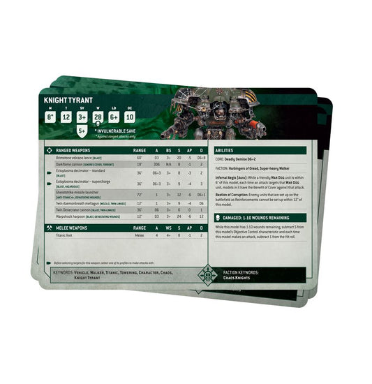 Warhammer 40k: Datasheet Cards: Chaos Knights