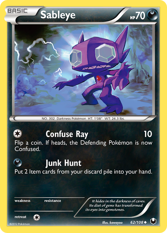 Sableye - Dark Explorers 62  - Near Mint