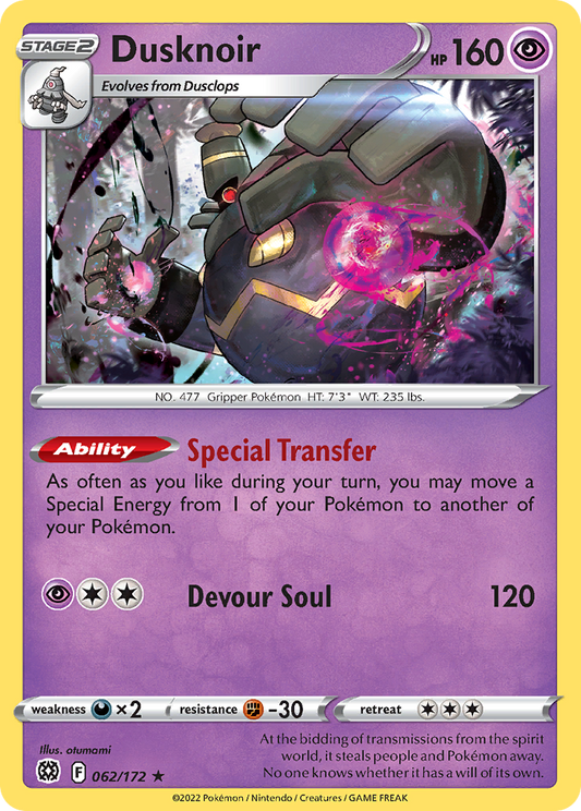 Dusknoir - Brilliant Stars 062/172 (Foil) - Near Mint