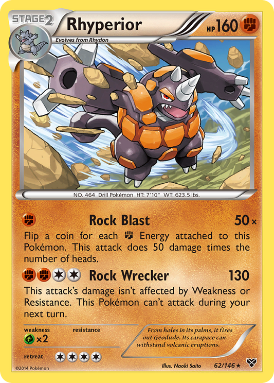 Rhyperior - XY Base Set 62 (Foil) - Damaged
