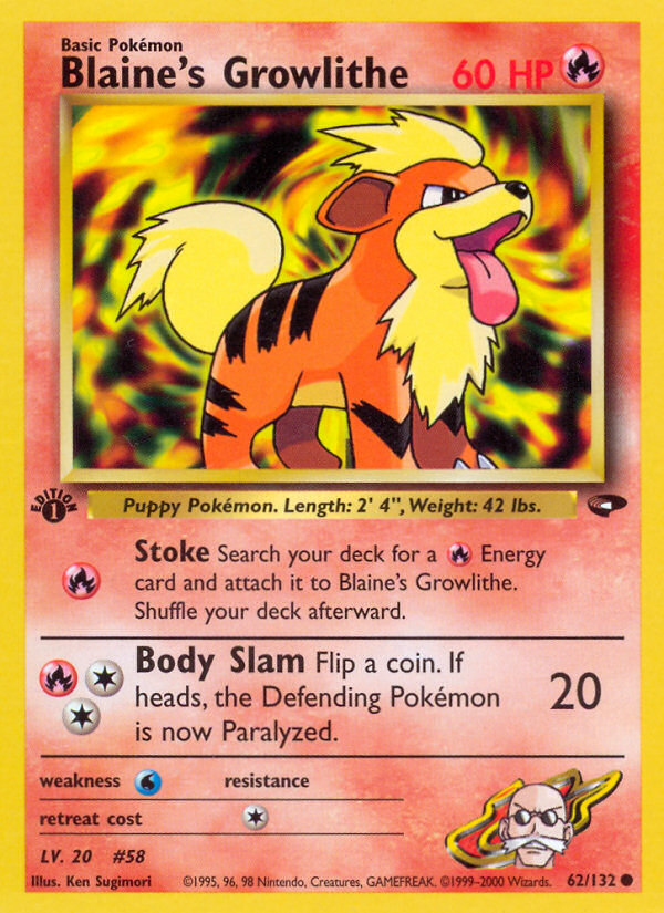 Blaine's Growlithe - Gym Challenge 62 - Near Mint