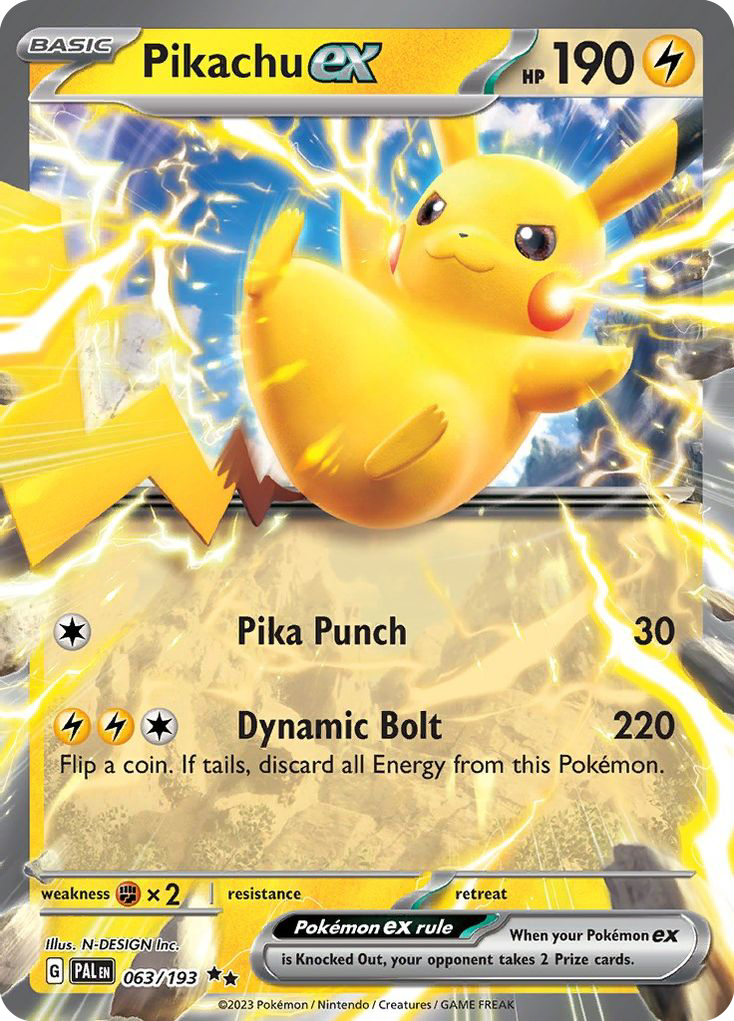 Pikachu ex - Paldea Evolved 063/193  (Foil) - Near Mint - Ungraded