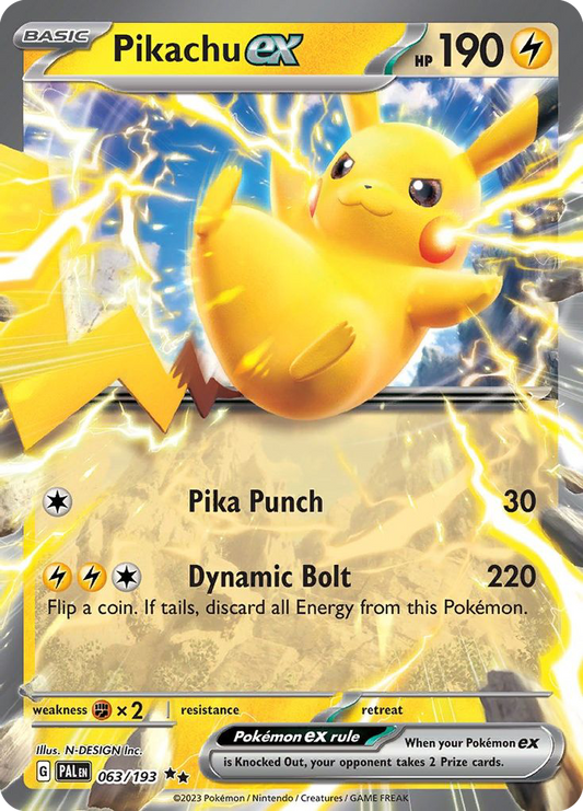 Pikachu ex - Paldea Evolved 063/193  (Foil) - Near Mint - Ungraded