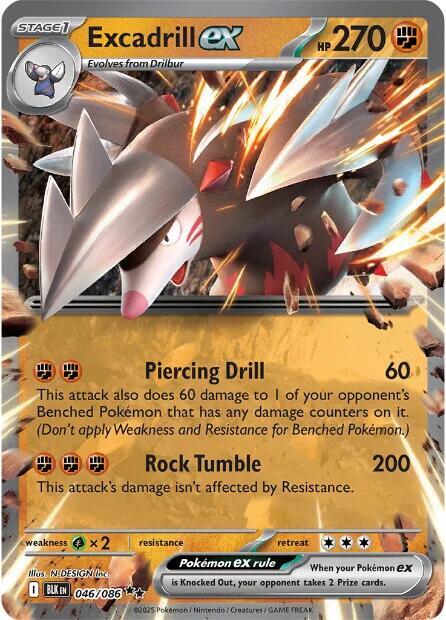 Excadrill ex - Black Bolt 046/086 (Foil) - Near Mint