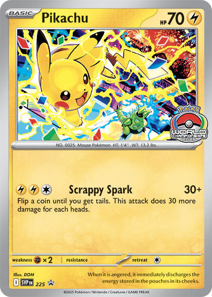 Pikachu (World Championship 2025) - Scarlet & Violet Promo 225  - PSA 8.0 NM - MT