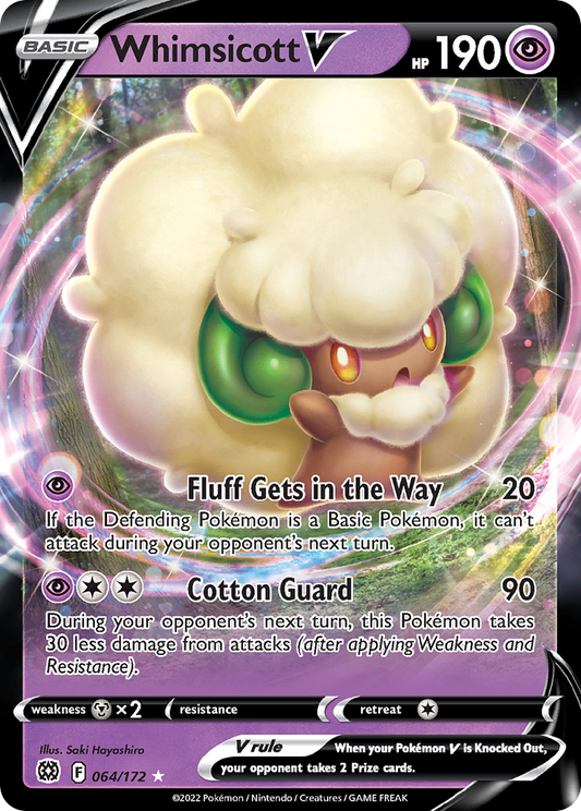 Whimsicott V - Brilliant Stars 064/172  (Foil) - Near Mint - Ungraded