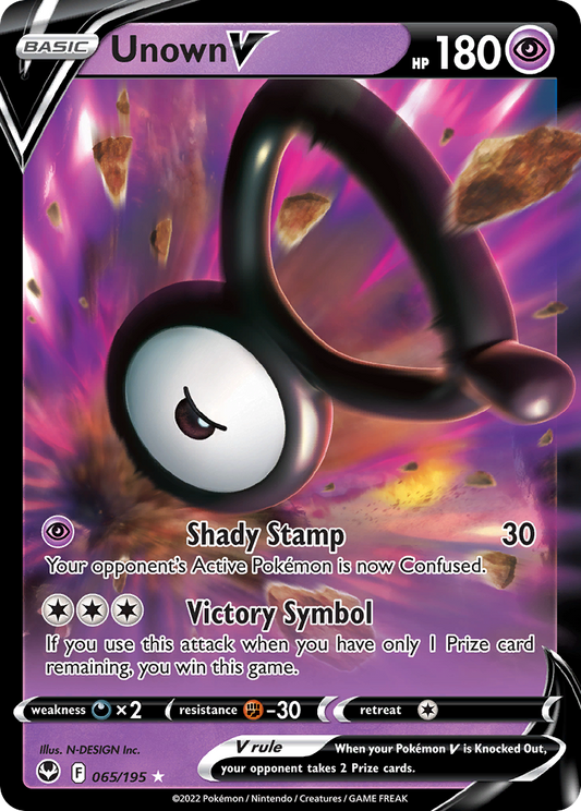 Unown V - Silver Tempest 065/195  (Foil) - Near Mint - Ungraded