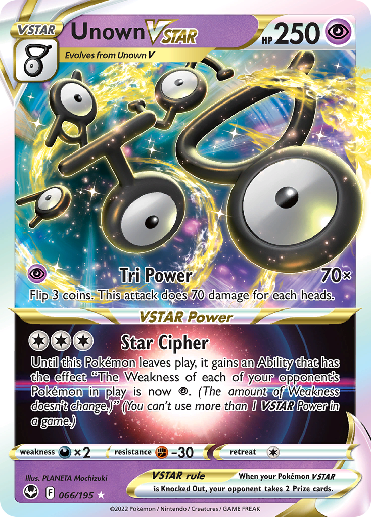 Unown VSTAR - Silver Tempest 066/195  (Foil) - Near Mint - Ungraded