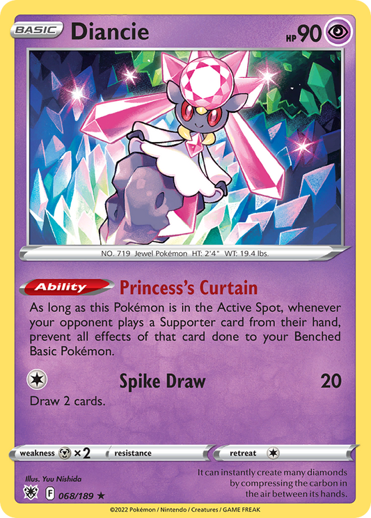 Diancie - Astral Radiance 068/189  (Foil) - Near Mint - Ungraded