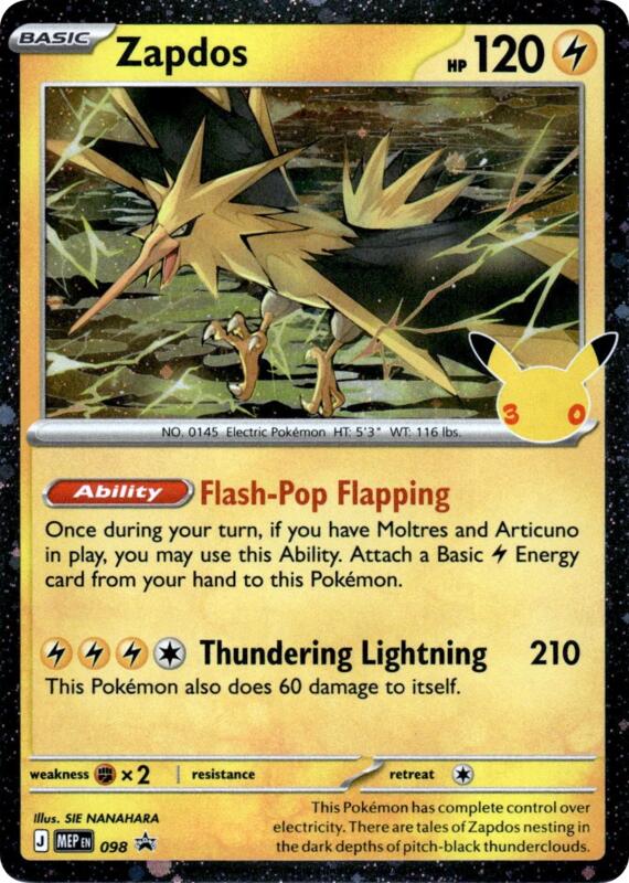 Zapdos - 098 (30th Celebration) - Mega Evolution Promos 098 (Foil) - Near Mint