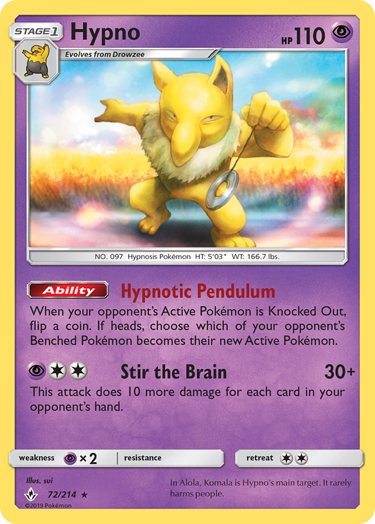 Hypno - Unbroken Bonds 72  (Foil) - Near Mint