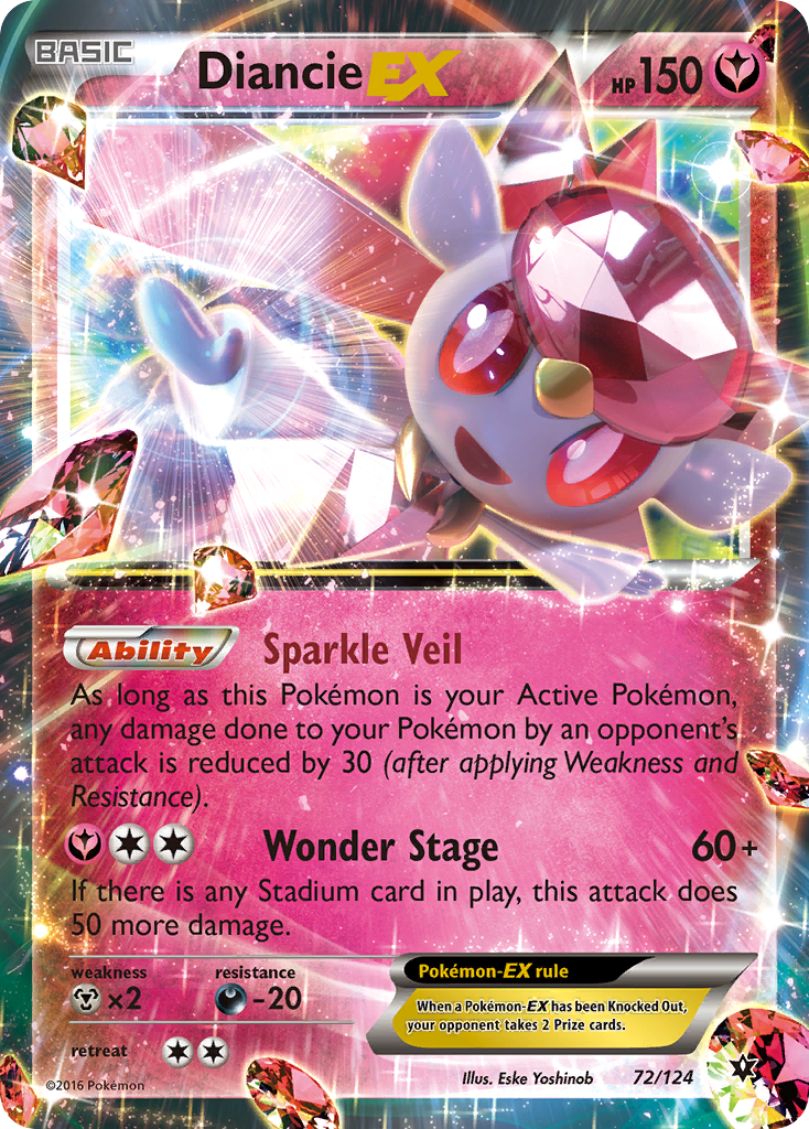 Diancie EX - Fates Collide 72 (Foil) - Moderately Played