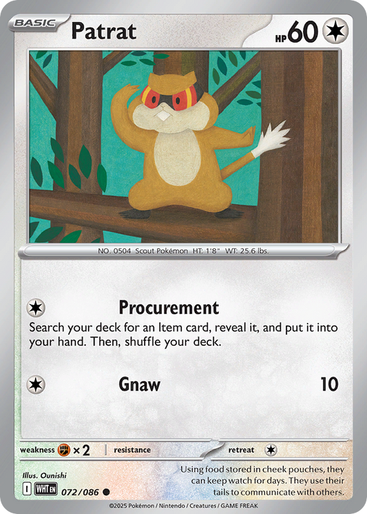Patrat (Poke Ball Pattern) - White Flare 072/086  (Foil) - Near Mint