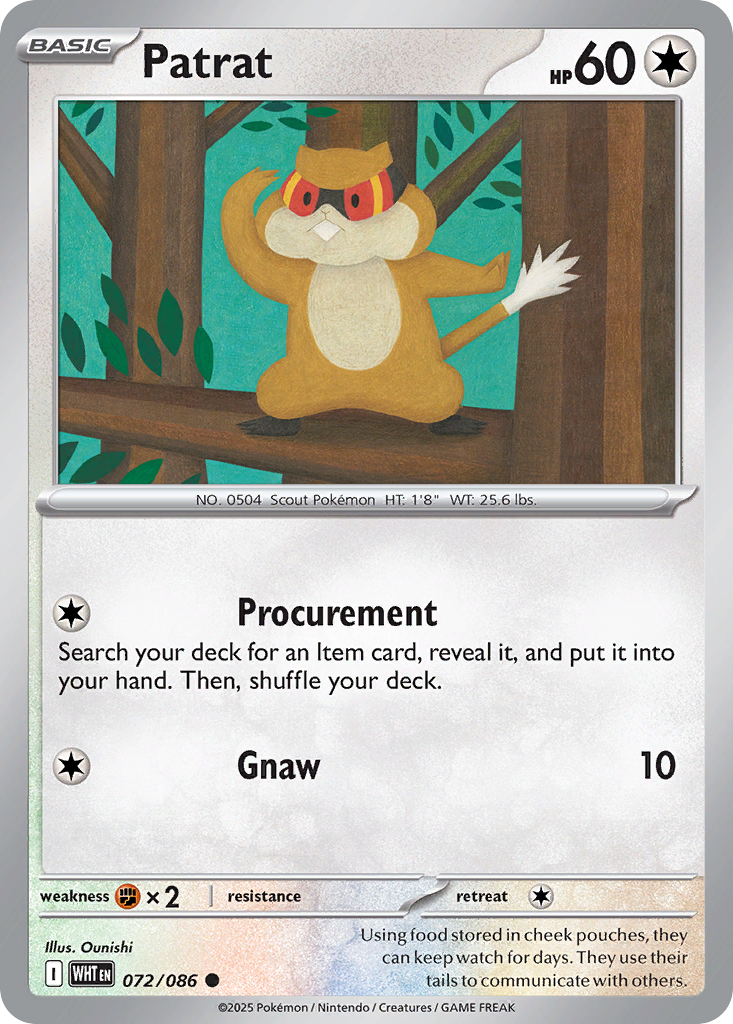 Patrat (Poke Ball Pattern) - White Flare 072/086 (Foil) - Near Mint