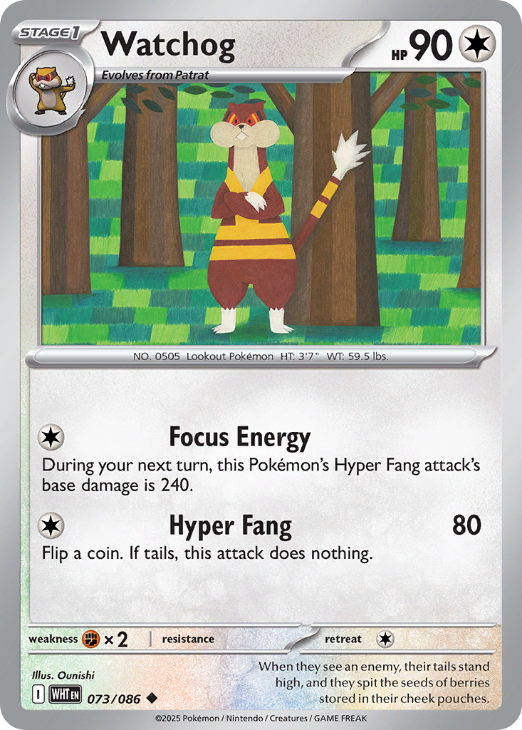 Watchog (Poke Ball Pattern) - White Flare 073/086 (Foil) - Near Mint