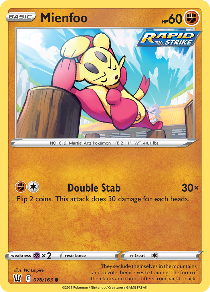 Mienfoo - Battle Styles 076/163  (Foil) - Near Mint