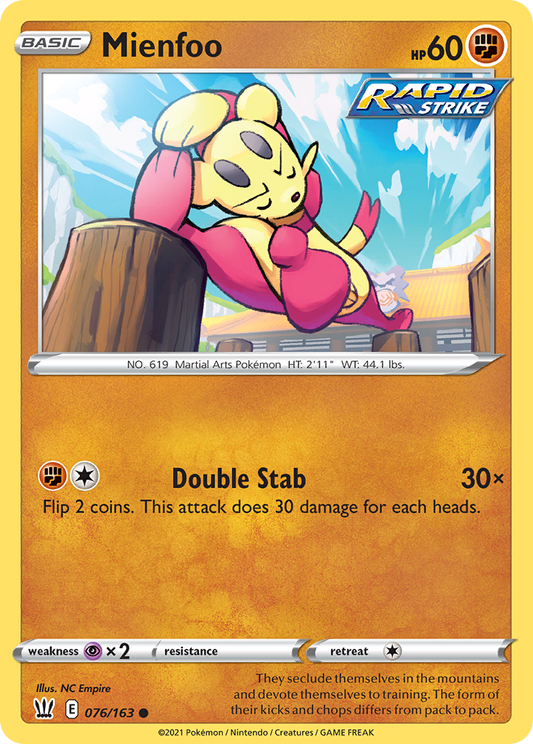 Mienfoo - Battle Styles 076/163  (Foil) - Near Mint