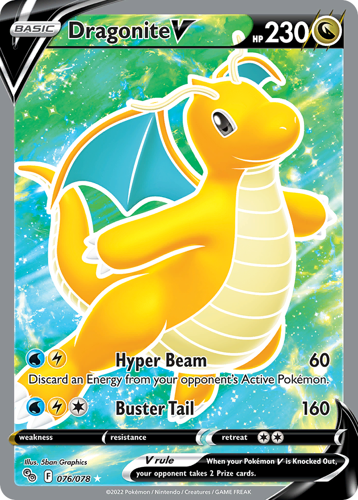 Dragonite V (Full Art) - Pokemon Go 076/078 (Foil) - Damaged