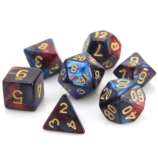Die Hard Dice 7pc RPG Set - Red and Blue Marble