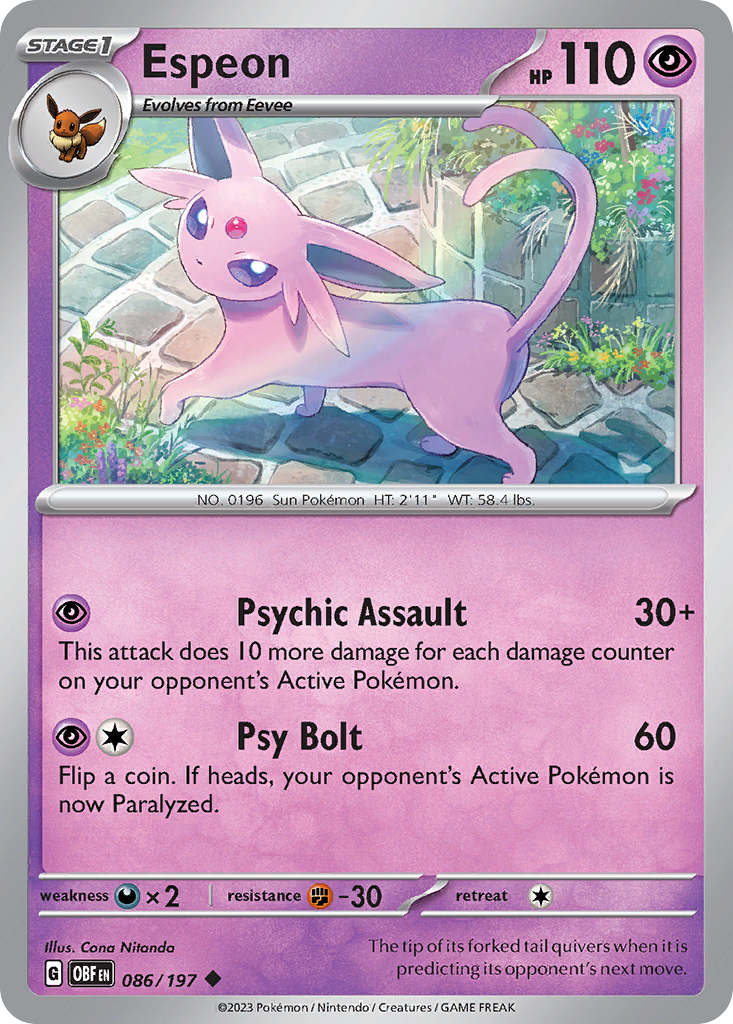 Espeon - Obsidian Flames 086/197 - Near Mint