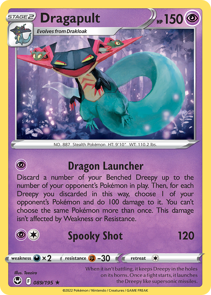 Dragapult - Silver Tempest 089/195  (Foil) - Near Mint - Ungraded