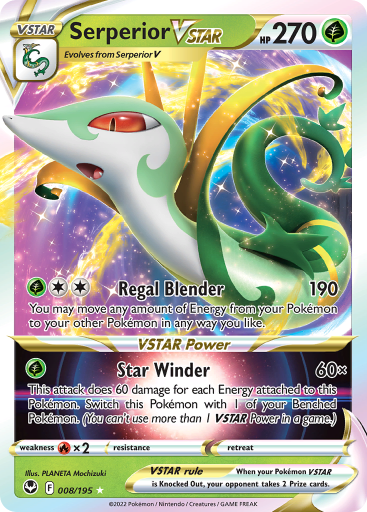 Serperior VSTAR - Silver Tempest 008/195  (Foil) - Near Mint - Ungraded