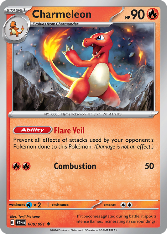 Charmeleon - Paldean Fates 008/091 (Foil) - Near Mint