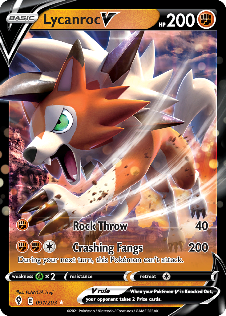 Lycanroc V - Evolving Skies 091/203 (Foil) - Near Mint
