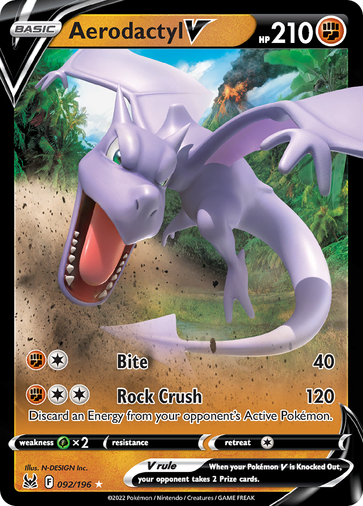 Aerodactyl V - Lost Origin 092/196  (Foil) - Near Mint - Ungraded